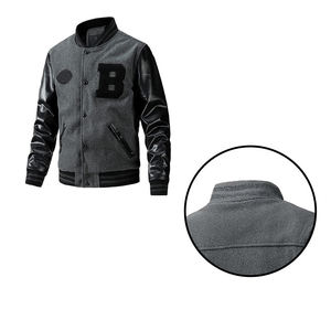New Custom Stand Collar University Woolen Embroidery <b>Vintage</b> <b>Varsity</b> <b>Jacket</b> for Men's Customized Logo 100% Silk Windproof - Product Image 5