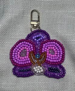 Beautiful Embroidery Beaded <b>Keychain</b> Handmade Beadwork Purse Charm with Elegant Floral Design - Product Image 4