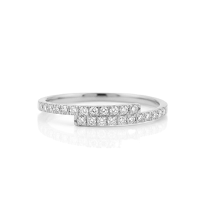 Bague demi-éternité en or massif 10K 14K avec certificat IGI, diamants de laboratoire ronds, double rangée, empilable, minimaliste, style bypass - Product Image 3