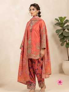 Ensemble 3 pièces Kameez Shalwar en soie avec dupatta 35 pouces, longueur genou, pour femme, élégant, broderie et sequins, infroissable, coupe ample - Product Image 4