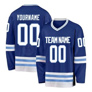 Camiseta de Hockey sobre Hielo Azul Rey y Blanco, Duradera, Ligera, Transpirable, que Absorbe la Humedad, de Manga Larga, para Deportes de Equipo - Product Image 1