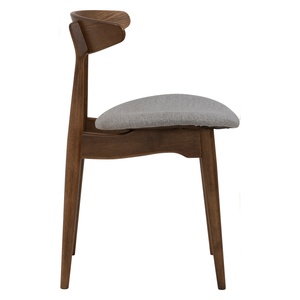 Premium <b>Dining</b> <b>Chair</b> Cocoa Oak Bentwood Back Grey Fabric Seat Modern Style for Apartment Use - Product Image 3