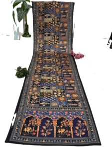 Traditional Indian Ethnic Digital Ajrak Print Chinon Floor-Length Elegant <b>Saree</b> Real Mirror Work <b>Blouse</b> for Women-Best Price - Product Image 6