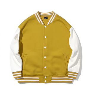 เสื้อแจ็คเก็ต Letterman แบบสั่งทำพิเศษ ผ้าขนสัตว์หนานุ่ม แขนหนัง  เสื้อเบสบอลสไตล์ Varsity ปักลาย Chenille ทรงโอเวอร์ไซส์ สตรีทแวร์ พรีเมียม - Product Image 2