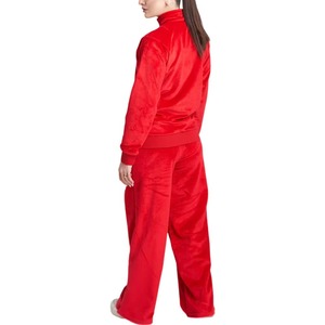 Ensemble de survêtement en polaire rouge pour femmes, deux pièces, manches longues, fermeture éclair, coupe ample décontractée, vêtements d'hiver avec poches latérales - Product Image 2