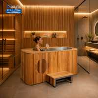 Thermal Spa Suite Wellness Kaltwasserbecken aus Rotzedernholz und Edelstahl, oval, Smart WiFi, 1HP Chiller, DDP-fertig, kommerziell nutzbar