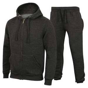 Survêtement à capuche noir pour homme, fermeture éclair intégrale, coupe décontractée, couleur unie, poches latérales, vêtement d'automne, 100 % coton, poids moyen - Product Image 6