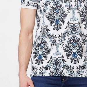 เสื้อยืดพรีเมียมสำหรับผู้ชาย พิมพ์ลายด้านหน้า สีขาว-น้ำเงิน แขนสั้น ผ้าฝ้ายถัก ระบายอากาศได้ดี เหมาะสำหรับใส่เล่นกอล์ฟหรือใส่ลำลองในฤดูร้อน - Product Image 4