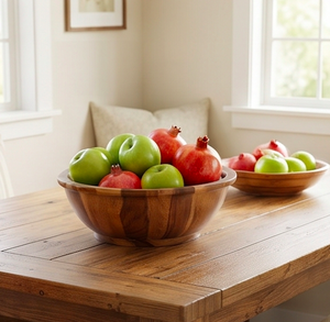 Bol de service moderne en bois d'acacia naturel, fait main, rond, pour salade, soupe, riz, usage domestique - Product Image 5