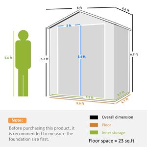 Casetta da Giardino 6x4.5 per Uso Familiare, Grigia, con Doppia Porta e Finestra di Ventilazione, Stile Cottage, Telaio in Metallo, Chiudibile a Chiave - Product Image 3