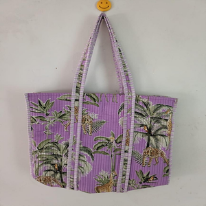 Sac fourre-tout en coton matelassé de couleur unie violette de haute qualité, avec longues poignées d'épaule, fait main, réutilisable, sac de transport pour femmes, toutes saisons - Product Image 1
