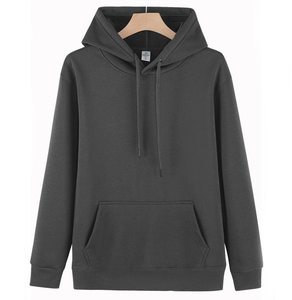 Sweat-shirt à capuche unisexe gris clair, coupe classique, en coton tricoté, couleur unie, poche avant, vêtement d'automne - Product Image 5
