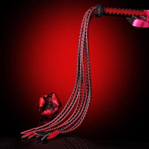 SPALL JP SPORTS Fouet équestre en cuir véritable tressé à la main, BDSM, suspendable, double usage premium pour l'entraînement et les collectionneurs (Rouge Noir) - Product Image 5