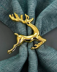 Anneaux de serviette en forme de renne doré, technique de moulage à la main, designs personnalisables, anneaux de serviette de luxe pour la décoration de table de Noël. - Product Image 5