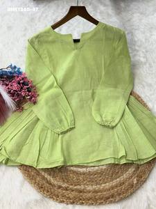 Latest <b>Linen</b> Cotton Solid Full-Sleeve Peplum Top & Pocket Pant Ready made <b>Set</b> Collection Manufacturer from Surat Indian Supplier - Product Image 5
