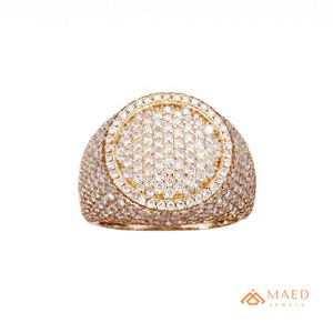 Bague de fiançailles et de mariage pour homme, plaquée or, avec moissanite ronde, style hip-hop, pour un usage quotidien - Product Image 1