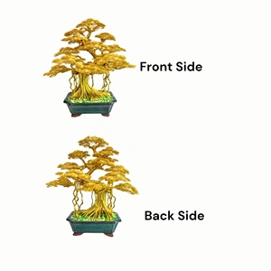 Árbol Bonsái Artificial Dorado Hecho a Mano de Aluminio Verde para Interiores, Árbol de la Suerte de 35x50x65cm para Decoración del Hogar, Navidad, Año Nuevo, Pascua - Product Image 3