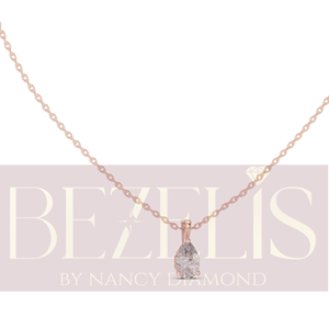 Collier pendentif Bezelis Solitaire en diamant de laboratoire taille poire certifié IGI, or jaune 14K, pour femme, avec chaîne délicate à 3 griffes, idéal pour les fêtes - Product Image 3