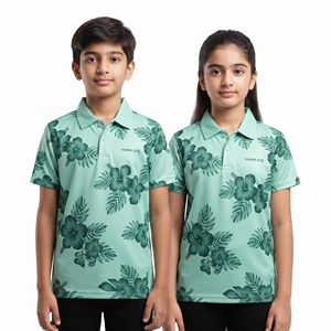 Polo à imprimé floral pour enfants, hauts décontractés unisexes à manches courtes, vêtements de sublimation pour garçons et filles, vente en gros - Product Image 1