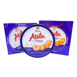Venta al por mayor exportación dulce fábrica vietnamita personalización dulce mantequilla galletas 320g caja de lata azul - Product Image 3