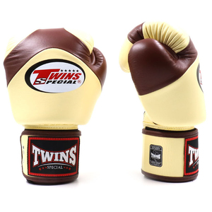 Gants de boxe marron et crème 8oz 10oz 12oz 14oz 16oz en cuir avec fermeture à lacets et sangle de poignet réglable pour entraînement adulte - Product Image 6