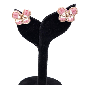 Lightweight Perfect Handmade Pink Beaded Butterfly <b>Stud</b> <b>Earrings</b> Cute Minimal Pearl & <b>Crystal</b> Fashion Jewelry Casual Wear 2026 - Product Image 1