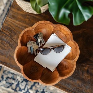 Tazón de Madera Natural Hecho a Mano con Borde Natural y Doble Pared para Frutas, Ensaladas y Aperitivos, Apto para Lavavajillas, Vajilla Minimalista - Product Image 6