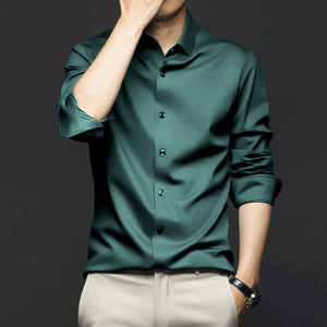 Wholesale Breathable <b>Mens</b> <b>Shirts</b> NonIron Spring Office Business <b>Shirt</b> Slim Fit Long Sleeve Solid Color Casual Dress <b>Shirt</b> - Product Image 1
