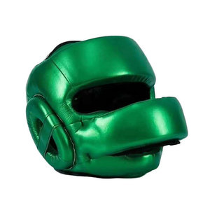 Protège-tête de boxe en cuir PU vert unisexe, casque de sport protecteur avec fermeture auto-agrippante - Product Image 1