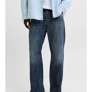 Jean évasé en denim délavé sur mesure pour homme, taille haute, coupe droite, en coton, style décontracté automne, qualité supérieure 2026 - Product Image 3