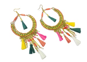 Stylish Popular Trendy <b>Funky</b> Alloy Woman Fashion Charm Rattan <b>Earrings</b> Raffia Bamboo Handmade Bohemian <b>Earrings</b> Beach Jewel - Product Image 2