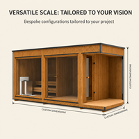 Cabine de sauna électrique moderne modulaire d'extérieur Ploutara en cèdre, verre trempé, dimensions personnalisées pour villa, hôtel, complexe hôtelier, bien-être