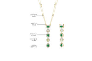 Collier Lariat Halo en Or Jaune 14K avec Diamants et Émeraudes de Zambie, 1,43 CTW, Diamants Blancs Naturels, Bijou Tendance, Vente en Gros - Product Image 3