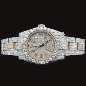 Nuevo Reloj de Pulsera de Dos Tonos con Esfera Redonda y Diamantes de Moissanita, el Más Popular y Mejor Valorado, en Plata de Ley 925, Joyería Elegante para Hombre - Product Image 1