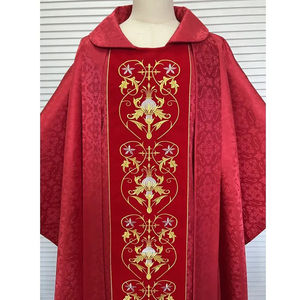 Casulla de Tela Jacquard Roja con Bordado Dorado 2026, Diseño Personalizado, Casulla Bordada de Alta Calidad - Product Image 3