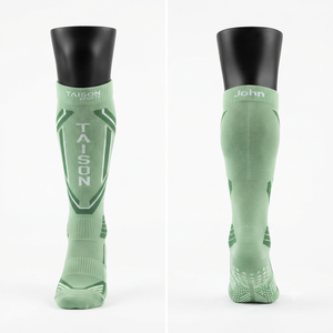 Calcetines de Rugby de Algodón Peinado Premium de 320 GSM, Diseño de Panel Verde Menta, Logotipo Jacquard Personalizado, OEM ODM - Product Image 1