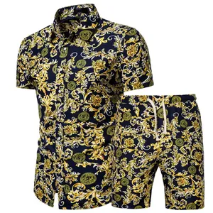 Ensemble de chemises d'été pour hommes, respirantes, sportives, en mélange de coton, avec imprimé floral fantaisie, manches courtes - Product Image 4