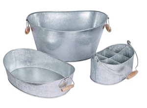 Juego de Cubetas para Hielo de Metal Galvanizado, en Forma de Bote, con Asas, Resistentes al Óxido, Estilo Rústico - Product Image 1