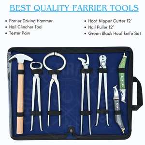 Heavy Duty Equine Farrier Tools <b>Kit</b> Hoof Trimming <b>Kit</b> with Hoof Nipper Curved Clincher Driving Hammer and <b>Nail</b> Puller in Case - Product Image 2