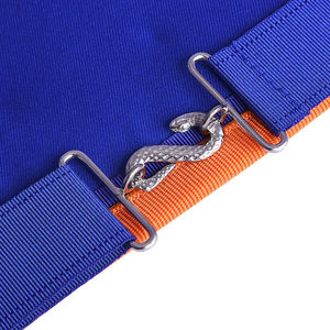 Custom Embroidered Masonic Apron White with Orange and Blue Trim Square Shape <b>Sew</b>-On Badge Classical Style Garment Application - Product Image 6