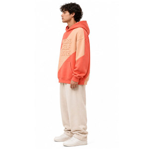 Sweat-shirt à capuche unisexe surdimensionné, color block, imprimé en relief « More Self Love », en molleton bouclette, décontracté, pour l'automne - Product Image 5