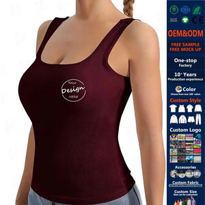 Camiseta sin mangas de algodón acanalado rojo básico para mujer, con LOGO personalizado, ideal para verano, venta al por mayor - Product Image 1