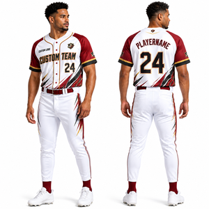 Ensemble Maillot et Pantalon de Baseball Personnalisable pour Équipes – Collection Saison – Compétition et Loisirs – Pull Entièrement Boutonné avec Passepoil - Product Image 4