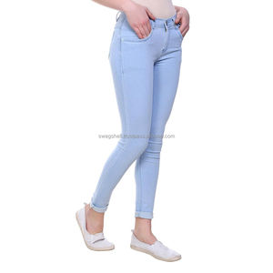 กางเกงยีนส์ขาตรงระบายอากาศได้ดีของผู้หญิงกางเกงยีนส์ผ้าเดนิมระบายอากาศได้ดีมีซิปแบบลำลอง - Product Image 3