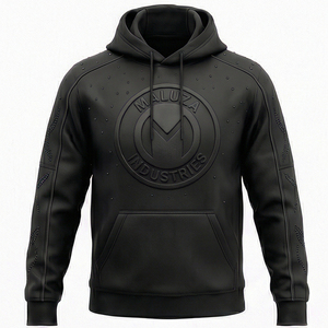 Hoodie Premium Streetwear ONYX MALUZA Industries avec logo empilé enduit, mode urbaine, 100% coton, hiver - Product Image 1
