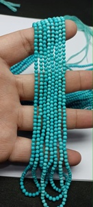 Perles rondes lisses en turquoise naturelle Sleeping Beauty d'Arizona, taille 4 mm, pierres précieuses naturelles de qualité, brin de perles en vrac pour la fabrication de bijoux - Product Image 3