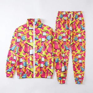Conjunto Deportivo Unisex Y2K con Estampado Geométrico, Chaqueta con Cierre Completo, Transpirable, de Poliéster, Ropa Urbana de Primavera, Corte Regular para Adultos - Product Image 4