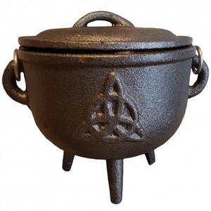 Vintage Style Solid Cast Iron Cauldron Heavy Duty Black Incense <b>Burner</b> Holder Pot Triple Moon Eco-Friendly At Wholesale Price - Product Image 3