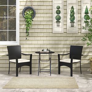 Set di Mobili da Esterno in Vimini Bianco con Cuscini per Veranda, Cortile e Giardino, con Tavolo e Sedie in Ferro per Ospedali - Product Image 2