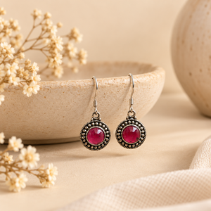 En stock: Pendientes colgantes de plata S925 con gema natural de granate, joyería fina de moda 2026 - Product Image 1